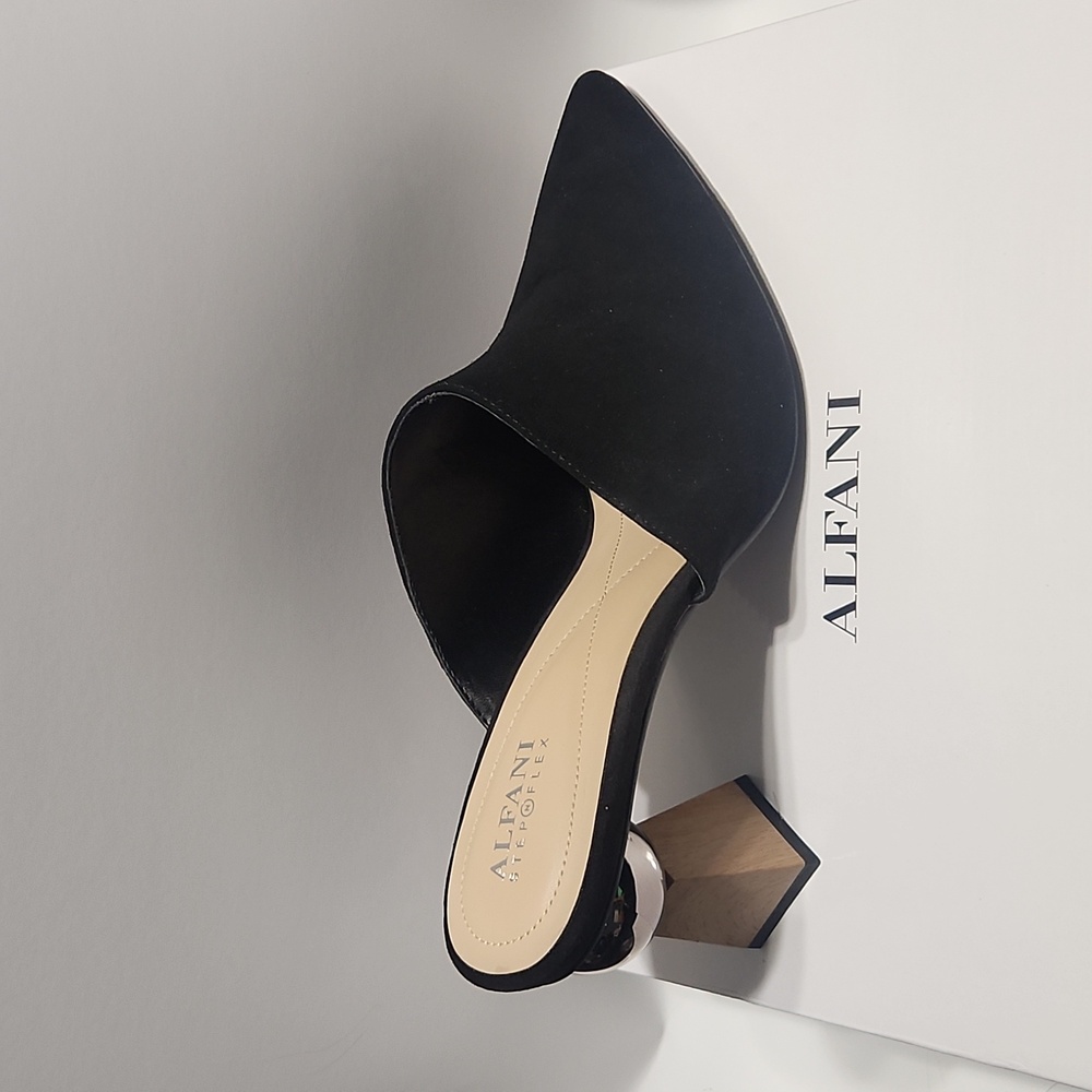 Alfani Junneel Black Mules with Sculpted Heel - Picture 3 of 12